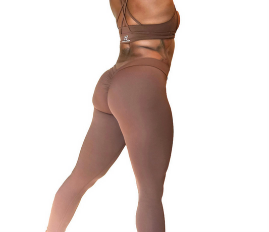 V Back Leggings- Chocolate Brown