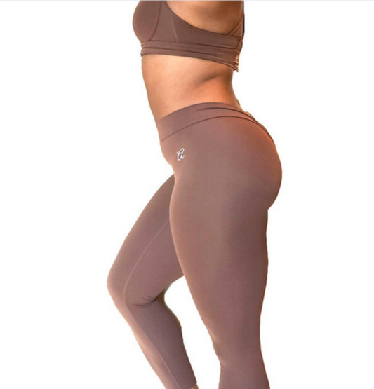 V Back Leggings- Chocolate Brown